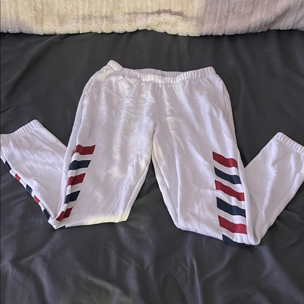 Target White Pants with Red and Blue Stripes